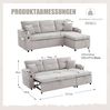 3-Sitzer Sofa aus Cord mit Schlaffunktion & Stauraum, 212,5 x 136 x 86 cm, Hellgrau Bild 4