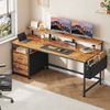 Klyvvo Eckschreibtisch Computertisch, Schreibtisch mit 2 Schubladen Bieten Stauraum (1-St, mit Monitorständer, 2 Ablagehaken), Kompakte Maße Passen Gut in Studierende, Home-Office-Arbeiter Bild 3