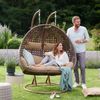 HOME DELUXE 'TWIN' Hängesessel für 2 Personen, Polyrattan, Braun, mit Regenabdeckung Bild 2