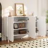 Modernes weißes Sideboard mit Wellentüren – 120x35x80 cm – grifflos, verstellbare Regale – Stauraum für Wohnzimmer, Flur & Esszimmer Bild 4