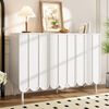 Modernes weißes Sideboard mit Wellentüren – 120x35x80 cm – grifflos, verstellbare Regale – Stauraum für Wohnzimmer, Flur & Esszimmer Bild 3
