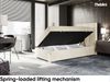 MEBLINI Boxspringbett KAI 100x200 cm mit Bettkasten - H3/Creme Samt Gepolstert Einzelbett mit Topper & Taschenfederkern-Matratze - 100x200 Rechts Bild 3