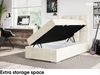 MEBLINI Boxspringbett KAI 100x200 cm mit Bettkasten - H3/Creme Samt Gepolstert Einzelbett mit Topper & Taschenfederkern-Matratze - 100x200 Rechts Bild 5