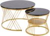 Couchtisch 70x70x47/45x45x40 cm, 2er-Set, rund, Hochglanz in Marmoroptik mit Metallgestell Bild 5