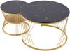 Couchtisch 70x70x47/45x45x40 cm, 2er-Set, rund, Hochglanz in Marmoroptik mit Metallgestell Bild 5