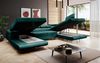 Designer Sofa Lago mit Schlaf - und Klappfunktion Grün Samt Rechts Bild 2