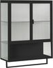 Tisch 60x23x78 cm, wandmontiert, Glas- und Metallkorpus mit geriffeltem Glas in Schwarz Bild 2