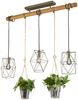 Vintage LED Balkenpendelleuchte 3-flammig mit Naturholz für Pflanzen Bild 2