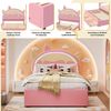 TavilaEcon Kinderbett Cartoon Einhornform Kinderbett Familienbett Jugendbett, PU, ausgestattet mit ausziehbares Rollbett, 90x200cm/90x190cm Bild 4