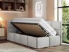 Jugendbett 90x200 ARVO Polsterbett mit Bettkasten, Stauraum & Gasdruckfeder, Modernes Design mit Kopfteil - Hellgrau Velvet - Links Seite Bild 3
