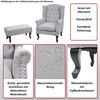 Sessel Chesterfield, Relaxsessel Clubsessel Ohrensessel, wasserabweisend Stoff/Textil ~ grau ohne Ottomane Bild 2