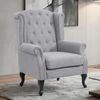 Sessel Chesterfield, Relaxsessel Clubsessel Ohrensessel, wasserabweisend Stoff/Textil ~ grau ohne Ottomane Bild 1