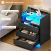 MSMASK Nachttisch mit LED-Beleuchtung und Steckdosen, 3 Schubladen, 45x35x61cm (2-St), Nachtschrank mit Sichtbarer Glastischplatte Bild 3