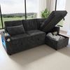 Ecksofa Schlafsofa aus Chenille mit Bettkasten, USB-Anschluss & LED, 206x131x85 cm, Grau Bild 3