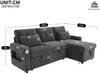 Ecksofa Schlafsofa aus Chenille mit Bettkasten, USB-Anschluss & LED, 206x131x85 cm, Grau Bild 4