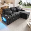 Ecksofa Schlafsofa aus Chenille mit Bettkasten, USB-Anschluss & LED, 206x131x85 cm, Grau Bild 2