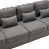Sofa 4‑Sitzer 264x83x87 cm, Sitzfläche 264x83x45 cm, Leinen, Dunkelgrau, mit 4 Lendenkissen und Armlehnentaschen Bild 5