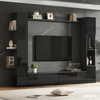 Merax Wohnwand, Vitrinen Türanschlag wechselbar,(Set, 4-St), Kompaktwohnwand mit viel Stauraum, TV-Schrank, Vitrine, Aufbewahrungsschrank, speziell für das Wohnzimmer, Schwarz Bild 2