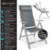 KESSER® Gartenstuhl Hochlehner mit Armlehnen | Aluminium Klappstuhl inkl. Kopfkissen Campingstuhl 7-Fach Verstellbar Rückenlehne | Atmungsaktiv & Wetterfest | Klappbar & Anti-Rutsch Hellgrau, 1 Stück Bild 2