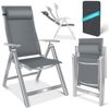 KESSER® Gartenstuhl Hochlehner mit Armlehnen | Aluminium Klappstuhl inkl. Kopfkissen Campingstuhl 7-Fach Verstellbar Rückenlehne | Atmungsaktiv & Wetterfest | Klappbar & Anti-Rutsch Hellgrau, 1 Stück Bild 1