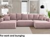 MEBLINI Schlafcouch mit Bettkasten - 350 x 160 x 78 cm - Altrosa Cordstoff - NAPLES - Ecksofa mit Schlaffunktion - Sofa mit Relaxfunktion und Kopfstützen - Couch U-Form - Eckcouch - Wohnlandschaft Bild 3