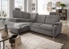 Ecksofa >Elli< Schlaffunktion, Stauraum, Kopfstützen, grau-braun - 264x92x180cm BxHxT Bild 3