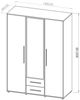 Lomadox Kleiderschrank MOLLERUSA-132 150 cm breit, schwarz matt, 3 Türen, 2 Schubladen Bild 4