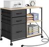Woltu Aktenschrank mit Schubladen, mit Ladestation, Druckertisch mit Rollen Bild 4