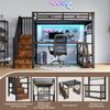 Hochbett mit RGB LED-Streifen, Schreibtisch, Treppe, Regal, Wandgitter, USB, Type-C, 90x200cm, Kinderbett, Metallbett Bild 5
