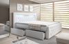 Arona Boxspringbett mit Schubladen, LED-Beleuchtung, Blau-LED, 140 x 200 cm, Matratze H4, Weiß Bild 2