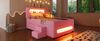 Plattformbett 90x200 cm mit LED, Schublade & Treppe in Rosa/Weiß, ohne Matratze Bild 4