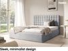 MEBLINI Polsterbett 160x200 mit Lattenrost und Matratze – BALEARO – Hellgrau Samt – Doppelbett mit Bettkasten - Stauraumbett - Kopfteil Bett mit Stauraum Bild 3