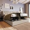 Merax Doppelbett 140x200 Polsterbett aus Leinen mit Lattenrost & Hydraulische Stauraum Beige Bild 4