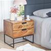 Nachttisch Sheesham Massivholz / Metall 50 x 40 x 51 cm Nachtschrank Boxspringbett, Design Nachtkonsole mit 2 Schubladen, Nachtkommode Industrial mit Stauraum Bild 3