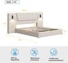 Merax Polsterbett mit Leselampe USB-Ladeanschluss, Samt beige, 180x200 cm Bild 4