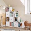 Yaheetech Bücherregal L-Förmiges Würfelregal mit 10 Fächern und 4 Aufbewahrungskörben, Cube-Regal für 120–200 Bücher Belastbar bis 100 kg Bild 3