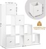Yaheetech Bücherregal L-Förmiges Würfelregal mit 10 Fächern und 4 Aufbewahrungskörben, Cube-Regal für 120–200 Bücher Belastbar bis 100 kg Bild 4