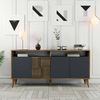 Dmora Kommode Garigliano, Wohnzimmerbuffet, Wohnzimmer-Sideboard, Moderne Küchen-Speisekammer, 160x35h79 cm, Walnuss und Anthrazit Bild 4