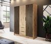 Bettso 'NELLY' Kleiderschrank mit Lamellen, Holzwerkstoff Artisan Eiche 200x51x155 cm Bild 2