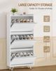 Schuhschrank mit 3 Klappen, Schuhkipper Schmal, Wellenförmiges Türblatt, Verstellbar, 16-18 Paar, Schuhkommode für Eingang, Flur, Garderobe, 24 x 60 x 146,5 cm, Weiß-Silber Bild 4