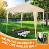 KESSER® Faltpavillon mit Tasche, ohne Beleuchtung, wasserdicht und UV-Schutz 50+, Metall / Polyester beige, 300x300 cm Bild 3