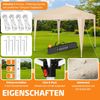 KESSER® Faltpavillon mit Tasche, ohne Beleuchtung, wasserdicht und UV-Schutz 50+, Metall / Polyester beige, 300x300 cm Bild 2