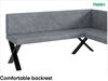 MEBLINI Eckbank für Esszimmer mit ausziehbarem Tisch - Küchenbank - Essecke - Sitzecke Küche - ERIC - X-Beine 128x168x87cm Rechts - Grau Samt/M Weiß-Schwarz Hochgl. Bild 5