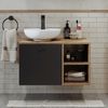 Roomart LOTUS-I-75 Badmöbel Set– 2-teiliges Badezimmermöbel Set - Waschbecken mit Unterschrank - H 45 x B 45 x T 75 cm • Anthrazit-Eiche Bild 3