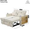 Schlafsofa 140x137x84 cm in Beige mit Chenille, 3-fach verstellbarer Rückenlehne, USB-Anschlüssen und Stauraum-Details Bild 5
