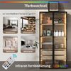 Badezimmerschrank-Set aus MDF mit LED-Beleuchtung & Milchglastüren, natur, 2er-Set Bild 2