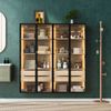 Badezimmerschrank-Set aus MDF mit LED-Beleuchtung & Milchglastüren, natur, 2er-Set Bild 3