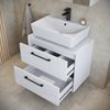 Waschbeckenunterschrank Set Florence 60 x 35 cm – Weiß Hochglanz – Badmöbel mit Spiegelschrank Bild 3