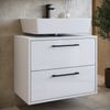 Waschbeckenunterschrank Set Florence 60 x 35 cm – Weiß Hochglanz – Badmöbel mit Spiegelschrank Bild 2