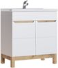 Badezimmermöbel Set mit 80cm Waschtisch & LED-Spiegelschrank SOLNA-56 in Hochglanz weiß, B/H/T ca.: 130/200/46 cm Bild 2